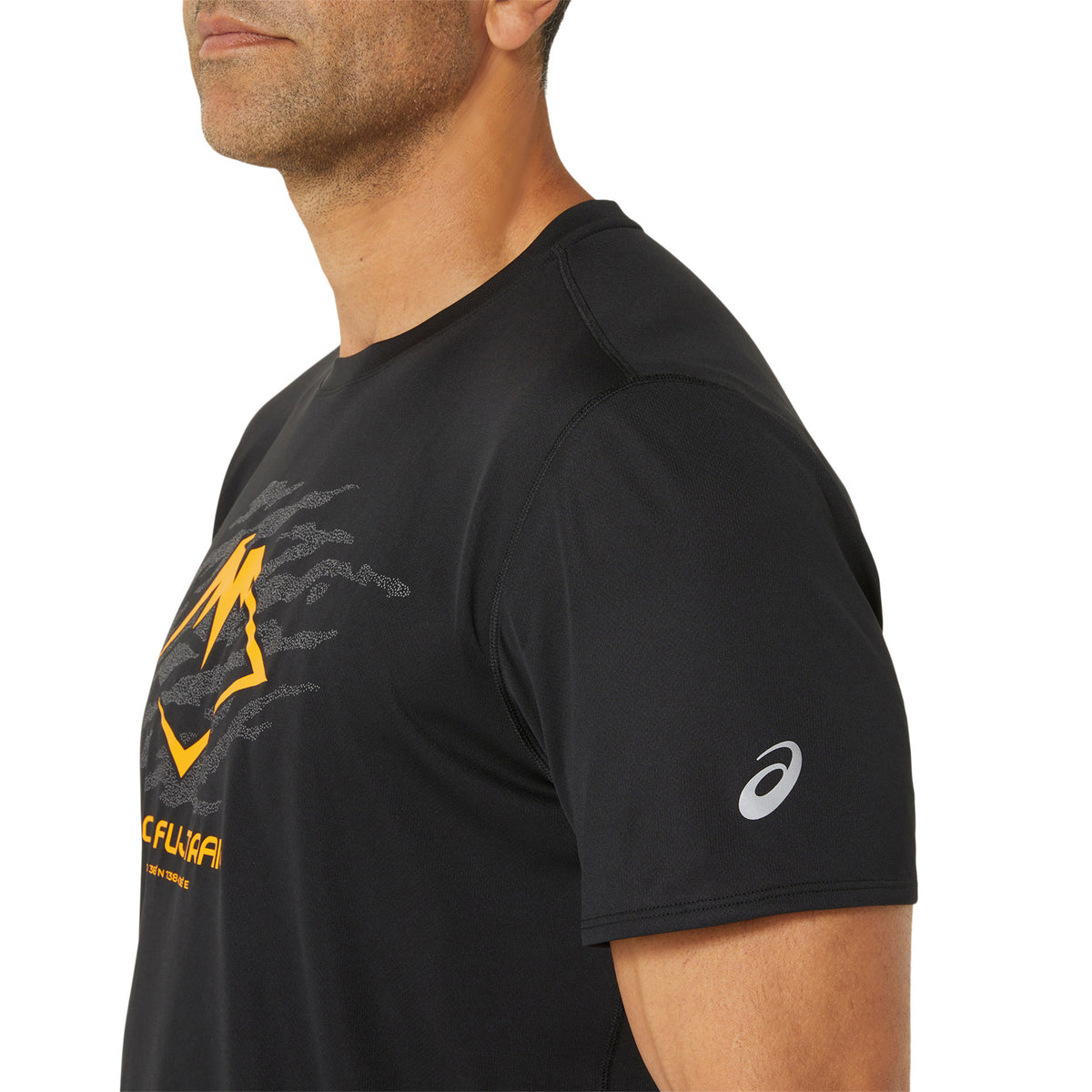 Asics Fujitrail Logo Maglietta Performance Black/Carbon/Fellow Yellow