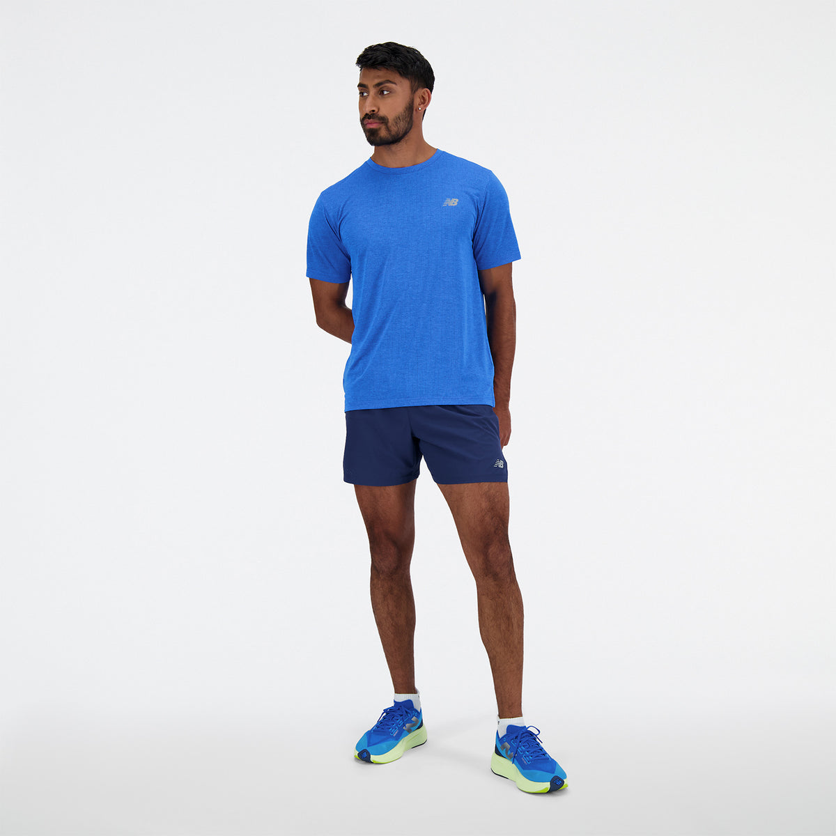 New Balance Athletics Run Maglietta Blue Oasis/Heather