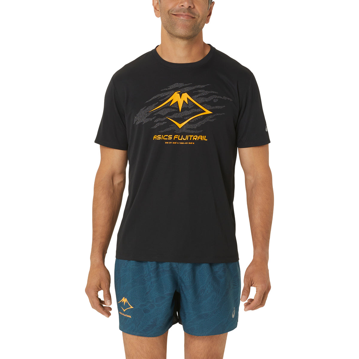 Asics Fujitrail Logo Maglietta Performance Black/Carbon/Fellow Yellow