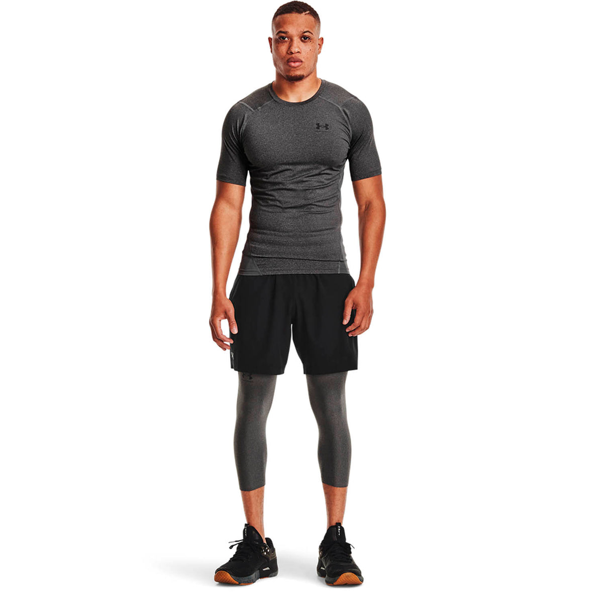 Under Armour HeatGear Compression Logo Maglietta Carbon Heather/Black