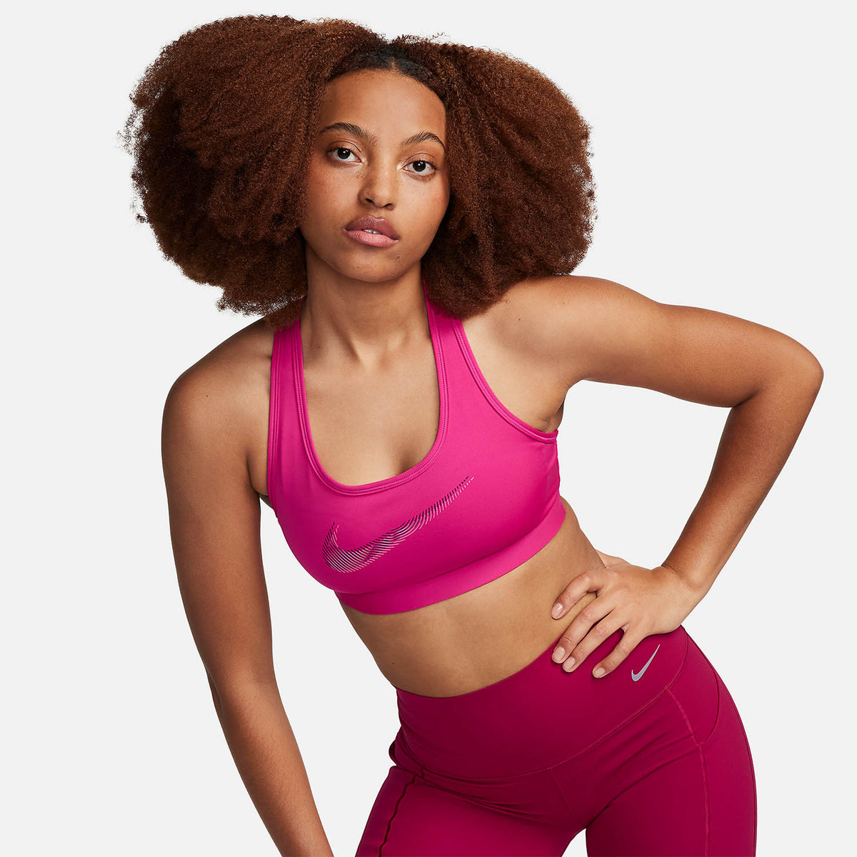 Nike Dri-FIT Swoosh Reggiseno Sportivo Fireberry/Red Stardust/Purple Ink