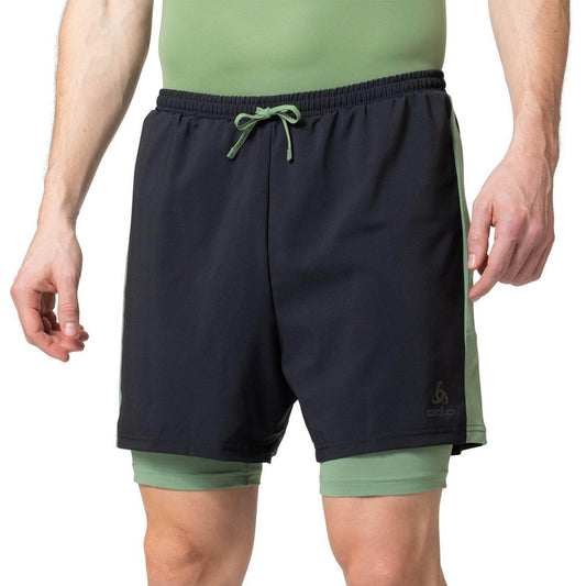 Odlo Essential 2 in 1 5in Pantaloncini Black/Loden Frost