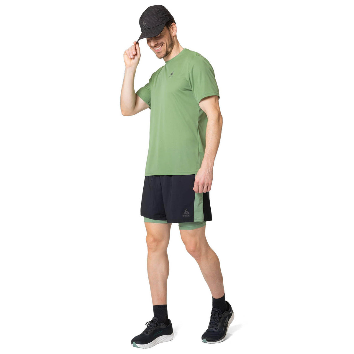 Odlo Essential 2 in 1 5in Pantaloncini Black/Loden Frost